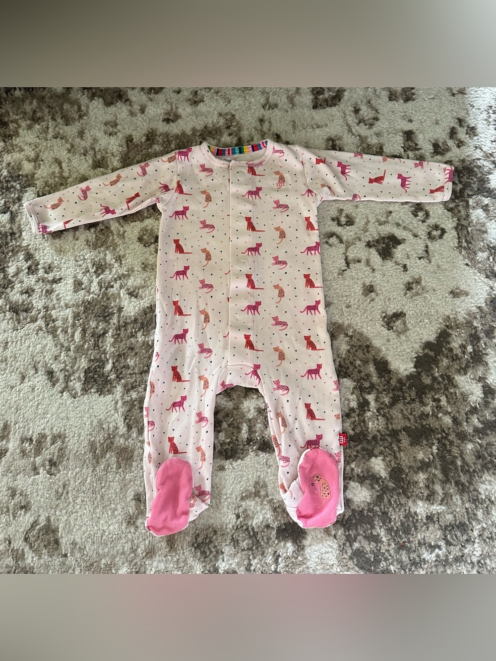 Magnetic Me Light Pink cheetah Print Footed One-Piece